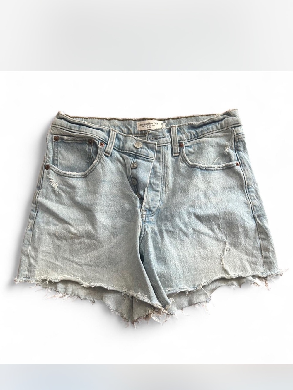 Light Wash Distressed Denim Shorts - Women